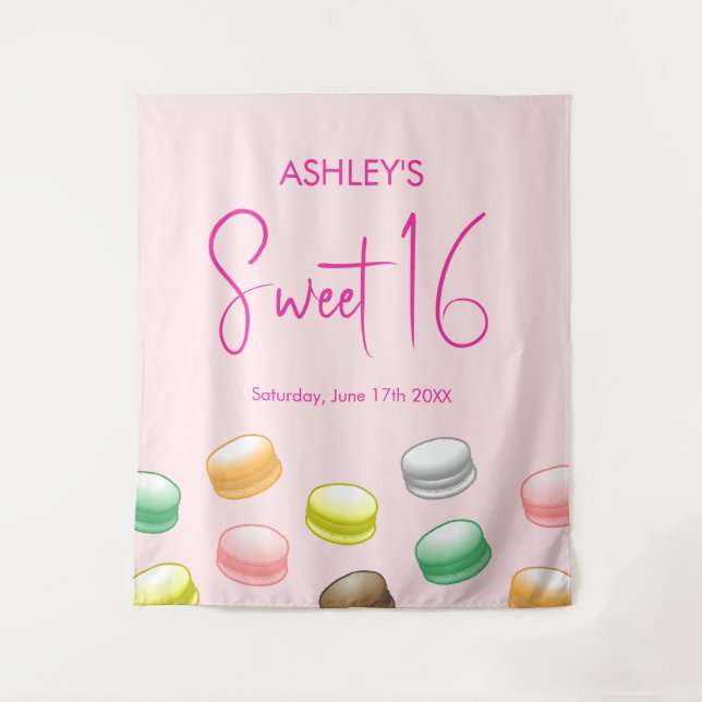 Farbenfrohe und schöne Macarons Wandteppich (Vorderseite)