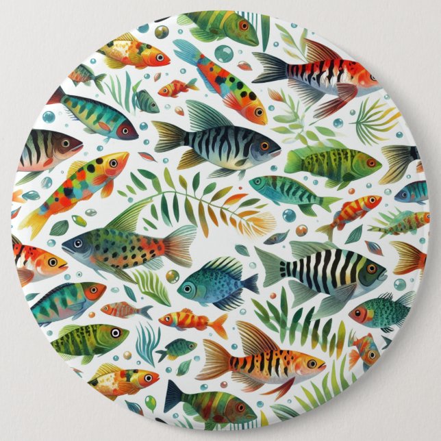 Farbenfrohe Unterwasserkunst Button (Vorderseite)