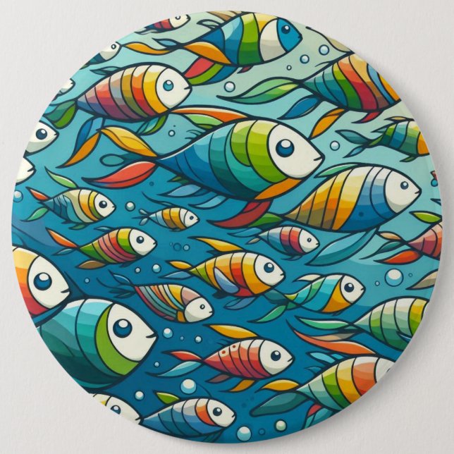 Farbenfrohe Unterwasserkunst Button (Vorderseite)