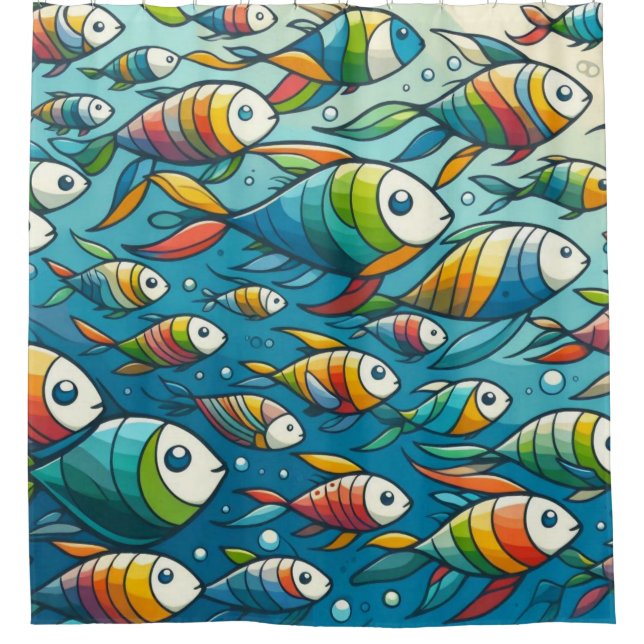 Farbenfrohe Unterwasserkunst Duschvorhang (Vorderseite)
