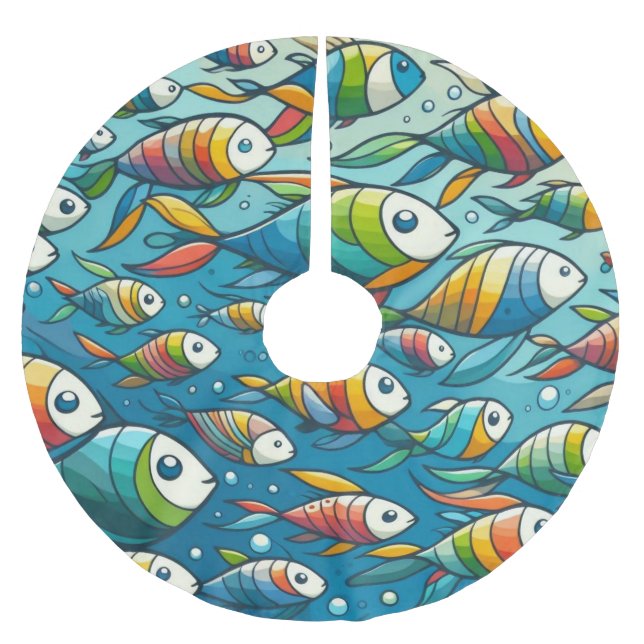 Farbenfrohe Unterwasserkunst Polyester Weihnachtsbaumdecke (Vorderseite)