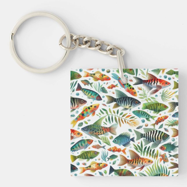 Farbenfrohe Unterwasserkunst Schlüsselanhänger (Vorderseite)