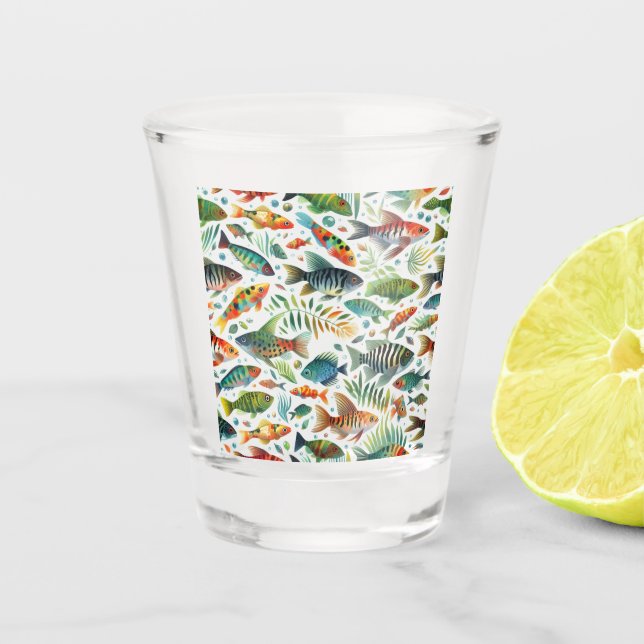 Farbenfrohe Unterwasserkunst Schnapsglas (Vorderseite)