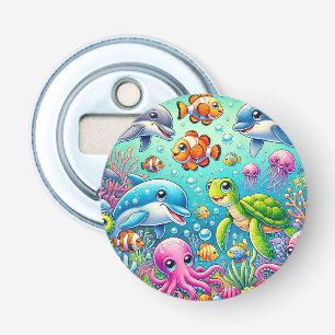 Farbenfrohe Unterwasserszene mit spielerischem Mee Flaschenöffner