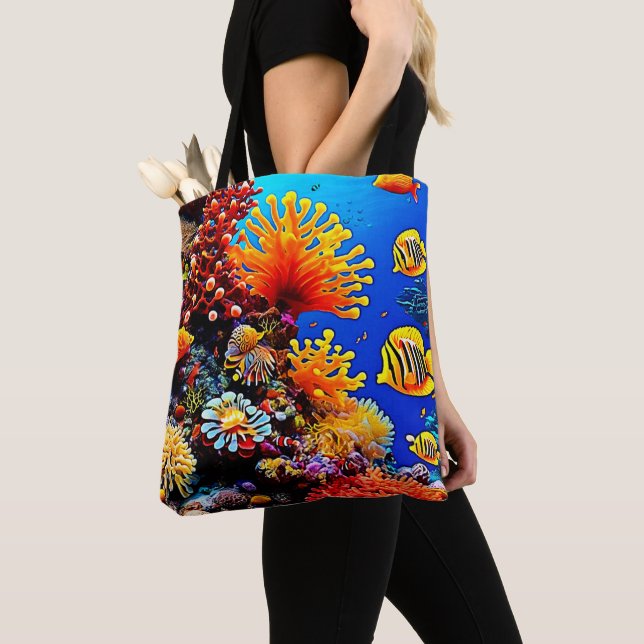 Farbenfrohe Unterwasserwelt Tasche (Von Nahem)