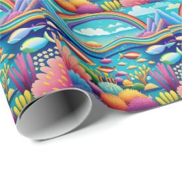 Farbenfrohe Unterwasserwelt unter dem Regenbogen Geschenkpapier