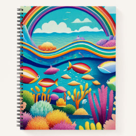 Farbenfrohe Unterwasserwelt unter dem Regenbogen Notizbuch