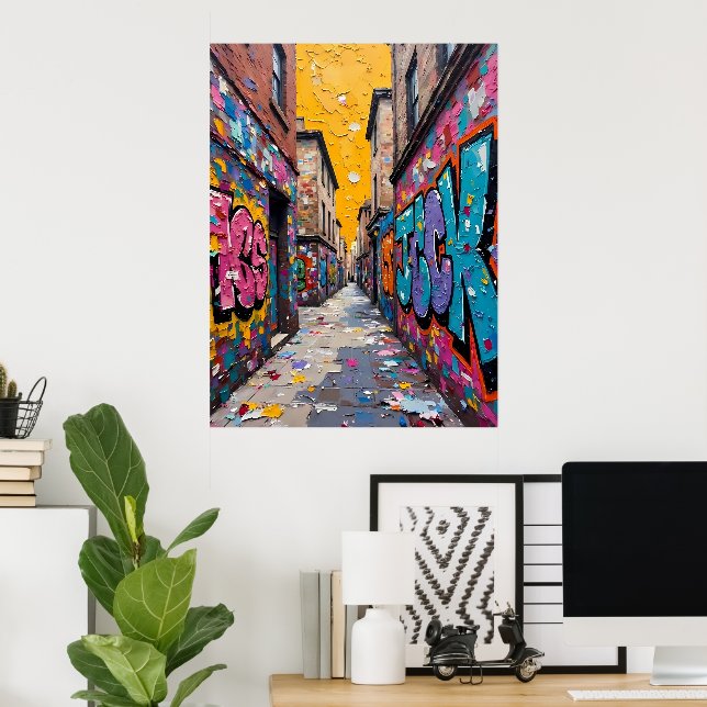 Farbenfrohe Urban Alley Poster (Heimbüro)