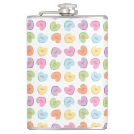 Farbenfrohe Valentine Candy Hearts Papier Unterset Flachmann