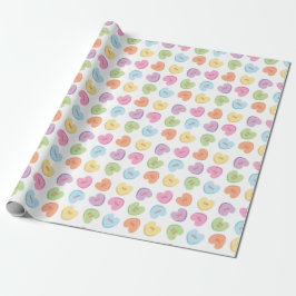 Farbenfrohe Valentine Candy Hearts Papier Unterset Geschenkpapier