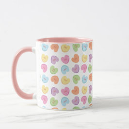 Farbenfrohe Valentine Candy Hearts Untersetzer Tasse