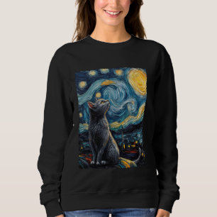 Farbenfrohe Van Gogh Sternennacht Katze Sweatshirt