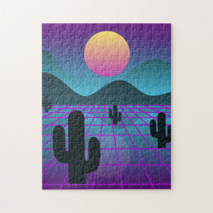 Farbenfrohe Vaporwave-Kakteen "Digital Wüste"