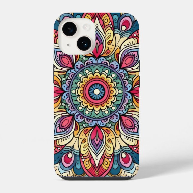 Farbenfrohe Vector Abstrakt Mandala Muster iPhone 14 Hülle (Rückseite)