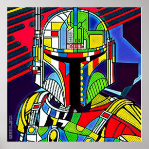 Farbenfrohe Vector Robot Illustration T - Shirt Ba Poster