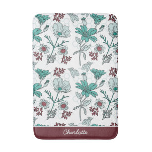 Farbenfrohe Vegetation Blumenmuster personalisiert Badematte