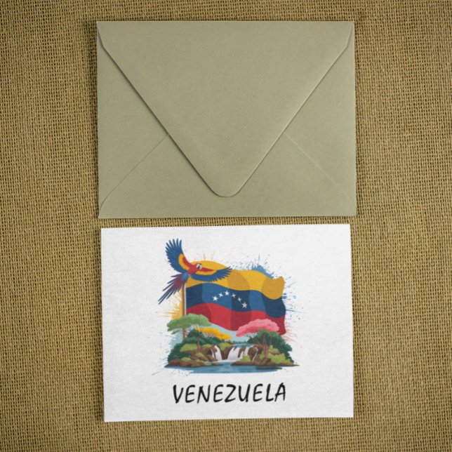 Farbenfrohe venezolanische Flagge Südamerika Postkarte (Colorful venezuela vintage travel postcard)