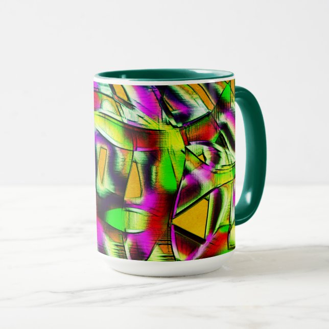 Farbenfrohe, verdrehte Ausschnitte Limon.., eingek Tasse (VorderseiteRechts)