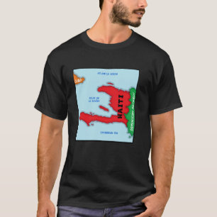 Farbenfrohe vereinfachte Karte für Haiti, Nachbarl T-Shirt