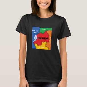 Farbenfrohe vereinfachte Landkarte für Ruanda, Nac T-Shirt