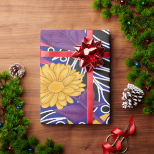 Farbenfrohe Verpackungspapier mit kreativem Blumen Geschenkpapier