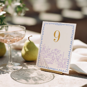 Farbenfrohe & Verrückte Handgezeichnete Hochzeit Tischnummer