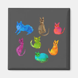 Farbenfrohe verrückte Katzen in Aquarellfarben Magnet