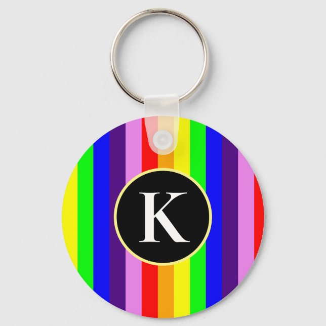 Farbenfrohe vertikale Regenbogenstreifen Custom Mo Schlüsselanhänger (Vorderseite)
