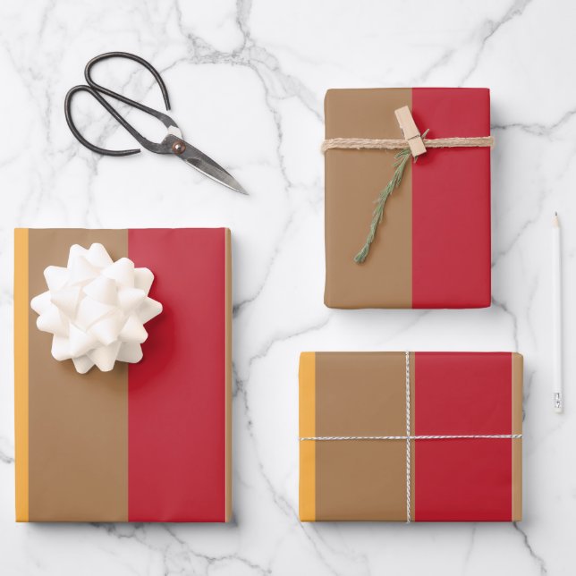 Farbenfrohe vertikale Streifen Geschenkpapier Set (Vorderseite)