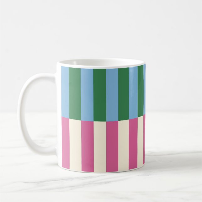 Farbenfrohe vertikale Streifenmuster Kaffeetasse (Links)