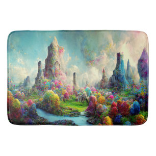 Farbenfrohe verzauberte Alien Naturlandschaft Badematte