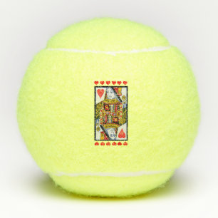 Farbenfrohe Verzierte Königin spielen Karte Rotes  Tennisbälle