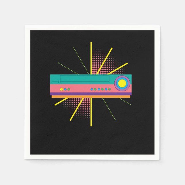 Farbenfrohe VHS Player Machine Recorder Classic Fa Serviette (Vorderseite)