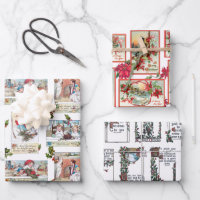 Farbenfrohe Viktorianische Weihnachtskarten-Collag