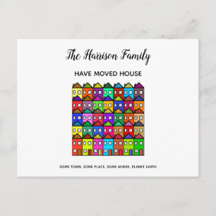 Farbenfrohe Village Moving House Real Anwesen Postkarte