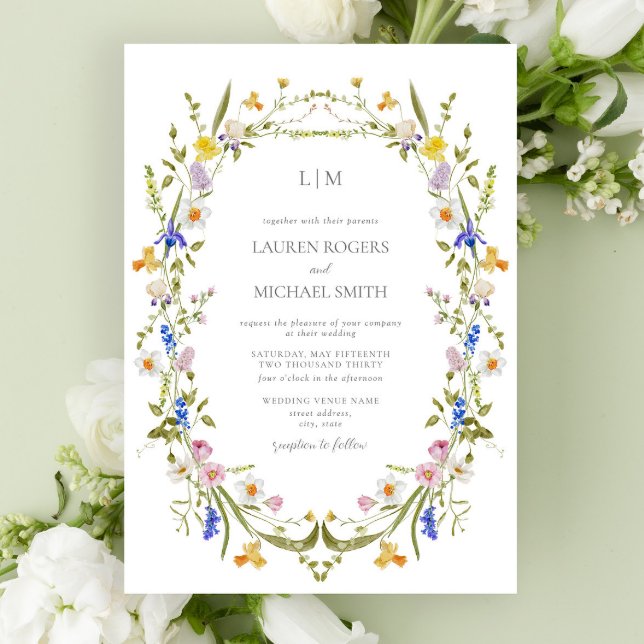 Farbenfrohe Vintag Garden Monogram Wedding Einladung (Wedding invitation!)