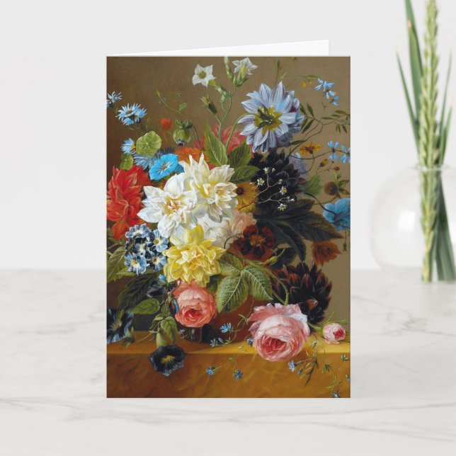 Farbenfrohe Vintage Blume Malerei Karte (Vorderseite)
