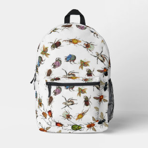 Farbenfrohe Vintage Bugs & Käfer Muster Bedruckter Rucksack