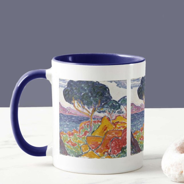 Farbenfrohe Vintage-Gebirgslandschaft-Malerei Tasse (Von Creator hochgeladen)