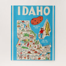 Farbenfrohe Vintage-Idaho-Karte 16x20 Puzzle