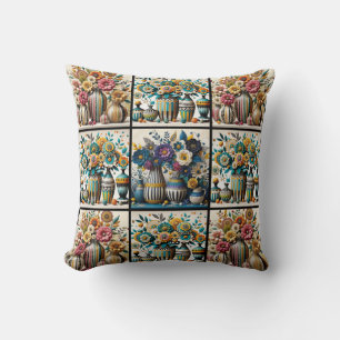 Farbenfrohe Vintage Inspirierte Blumenmuster Kissen