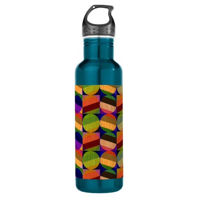 Farbenfrohe Vintage Inspirierte Muster Edelstahlflasche (Vorderseite)