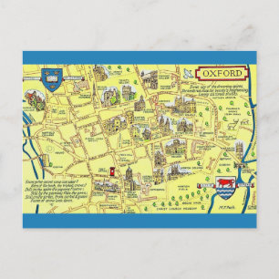 Farbenfrohe Vintage-Karte Oxford England Postkarte