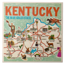 Farbenfrohe Vintage Kentucky Karte Fliese