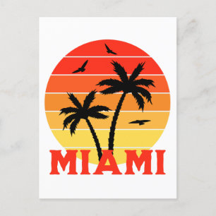 Farbenfrohe Vintage Miami Sunset Postkarte