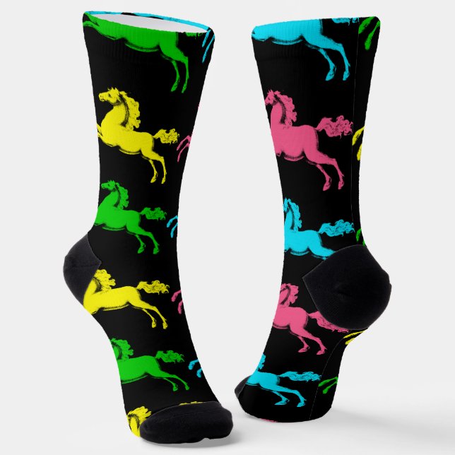 Farbenfrohe Vintage Pferdeschwanzsocken Socken (Gewinkelt)