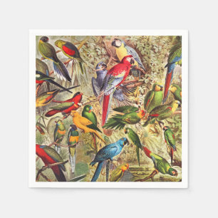 Farbenfrohe Vintage tropische Vogelparrosen Serviette