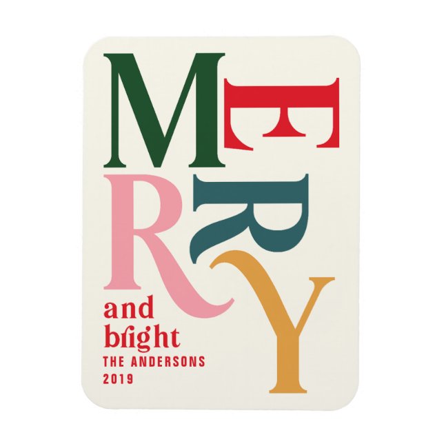 farbenfrohe Vintage Weihnachten Magnet (Vertikal)