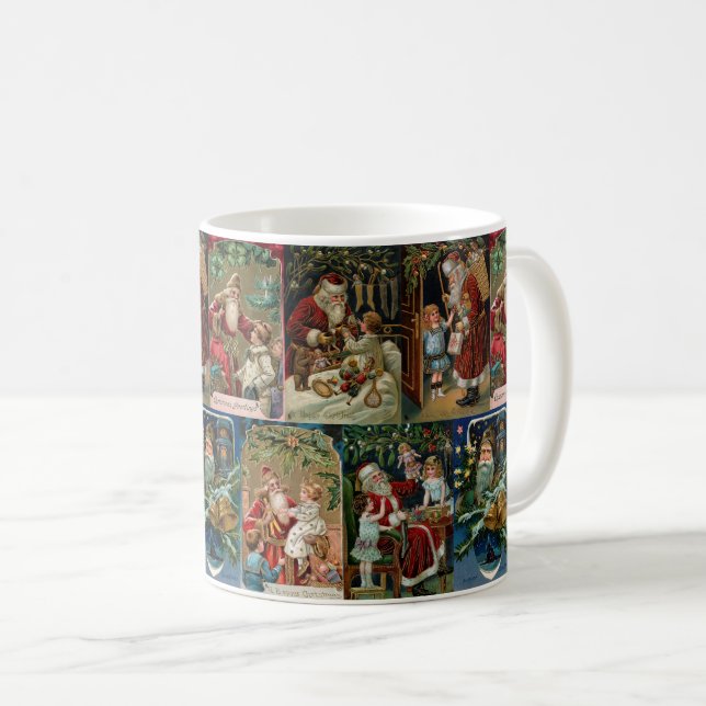 Farbenfrohe Vintage Weihnachtskollage Kaffeetasse (VorderseiteRechts)