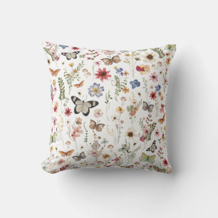 Farbenfrohe Vintage Wildblumen Schmetterlinge bota Kissen